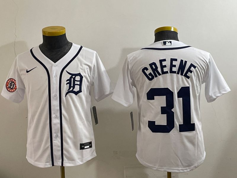 Youth 2025 Detroit Tigers #31 Greene White Game Nike MLB Jersey style 4